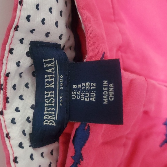 British Khaki pink shorts, navy shark, size 8 - Picture 2 of 8
